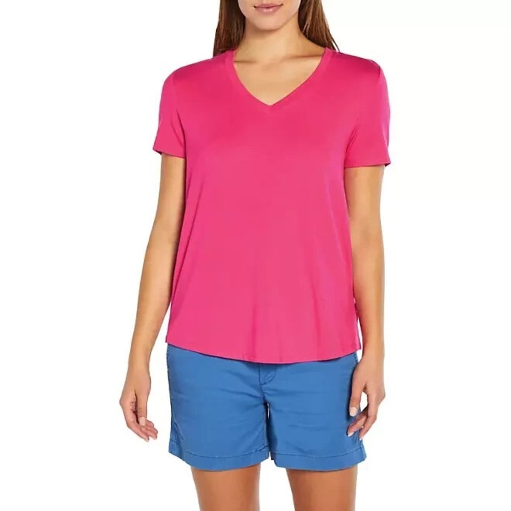 Gap Womens Short Sleeve V-Neck Tee Beetroot Purple Relaxed Fit T-Shirt XXL